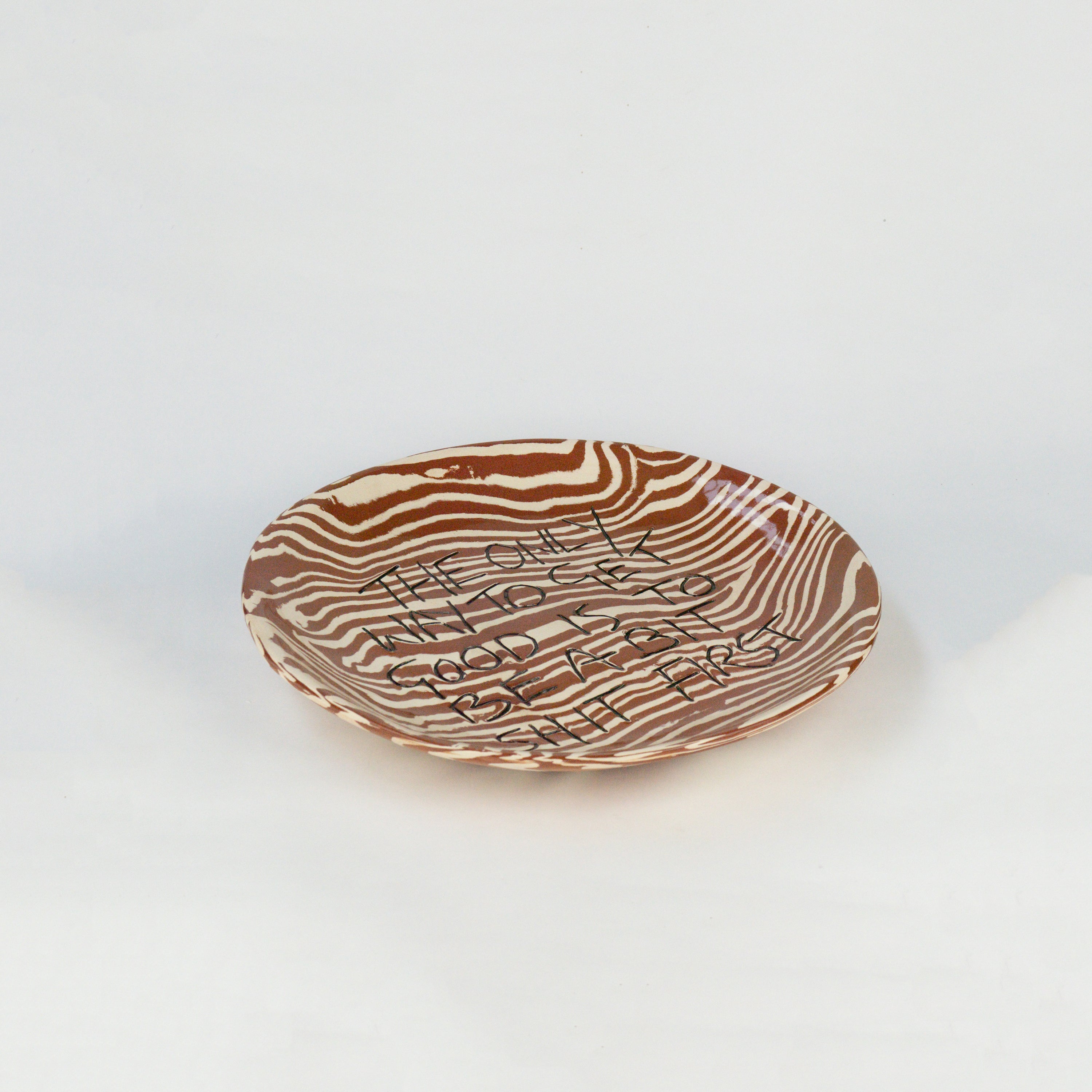 Terracotta & White Small 'TO GET GOOD' wall hanging plate