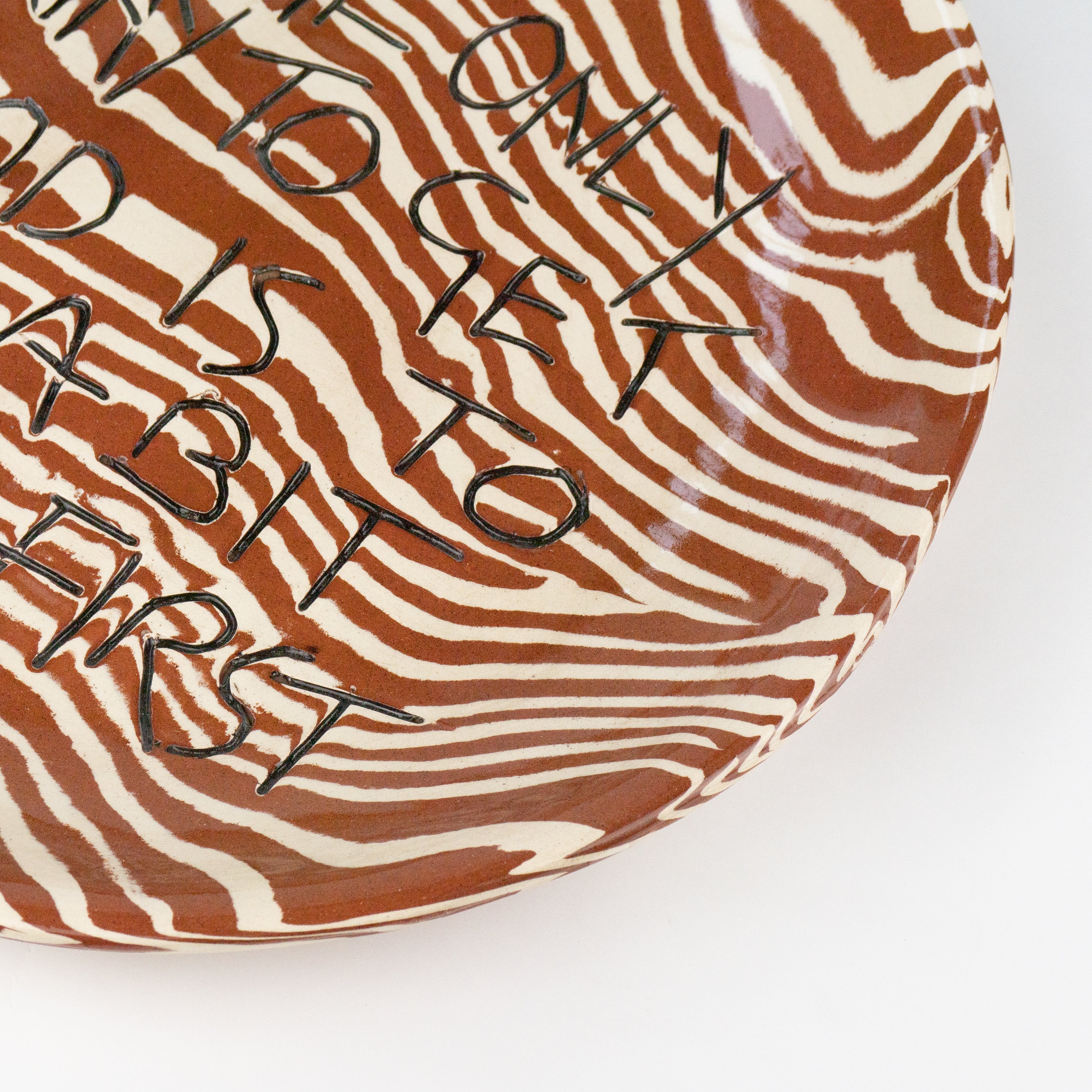 Terracotta & White Large 'TO GET GOOD' wall hanging plate