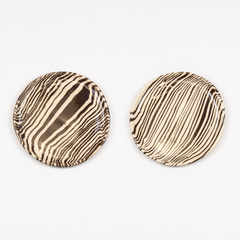 Set of 2 Brown & White Marble Side Plates