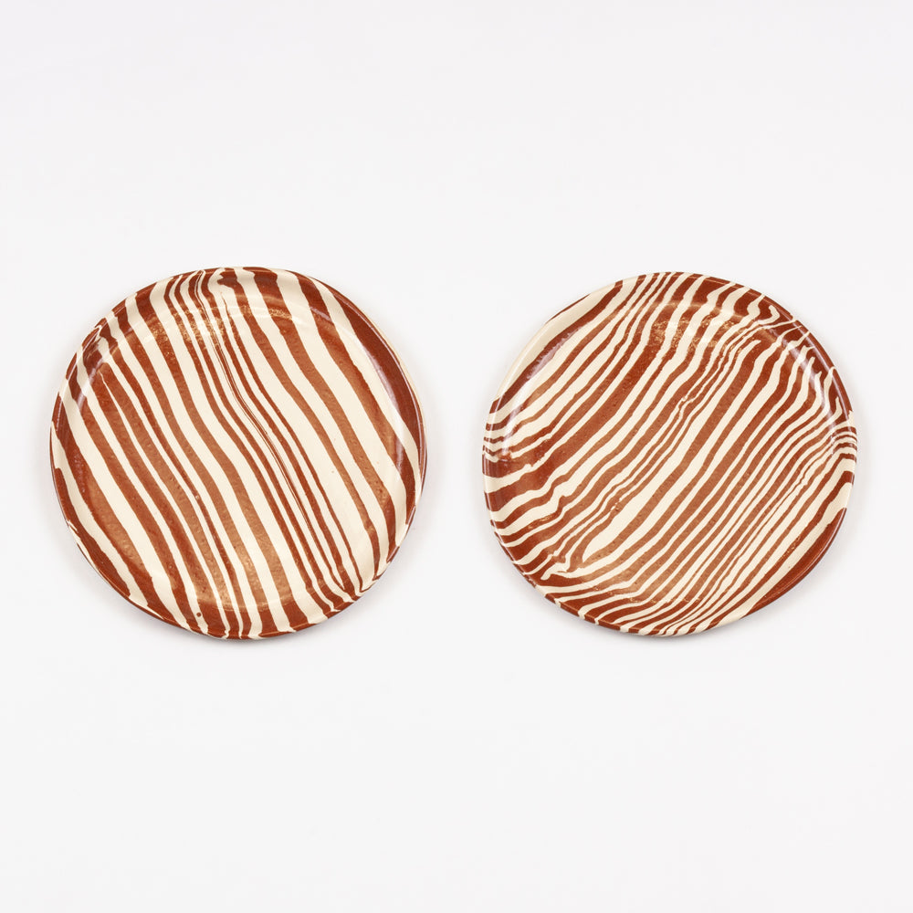 Set of 2 Terracotta & White Marble Side Plates