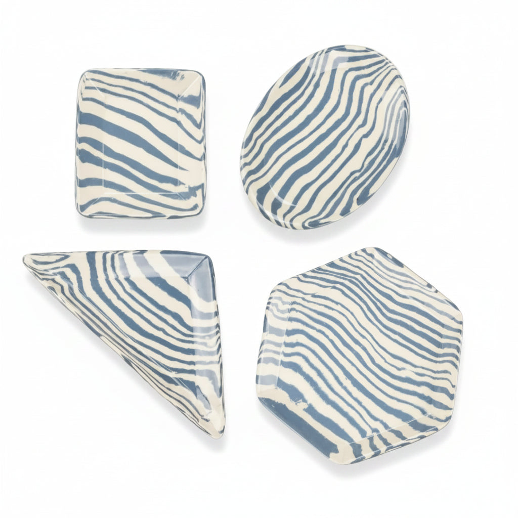 Mix Set of 4 Blue & White Tapas Plate