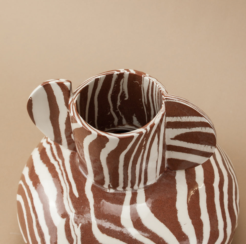 Terracotta & White Marble Tudor Vase