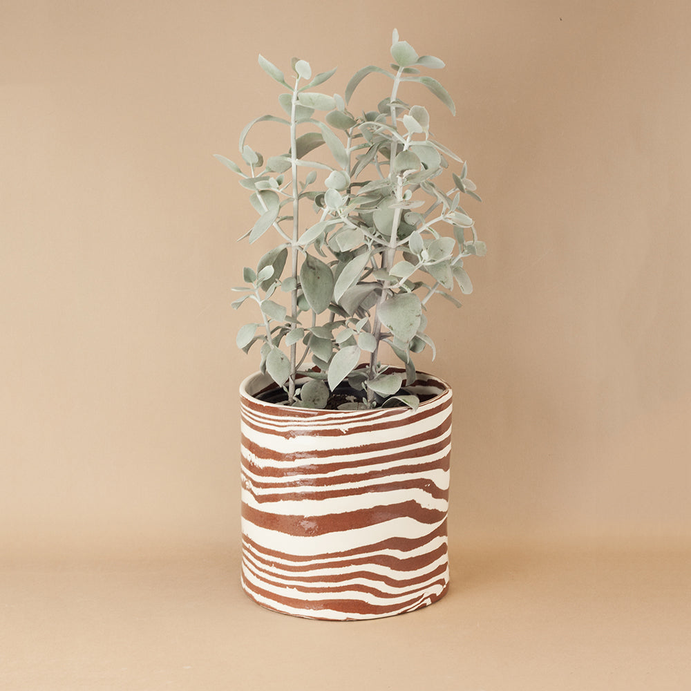 giant pot planter Giant Terracotta & White Marble Planter