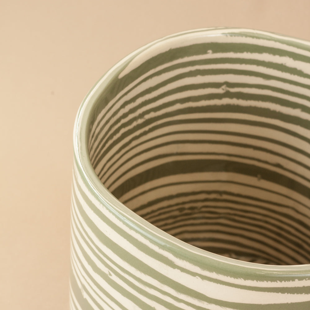 Green & White Marble Planter