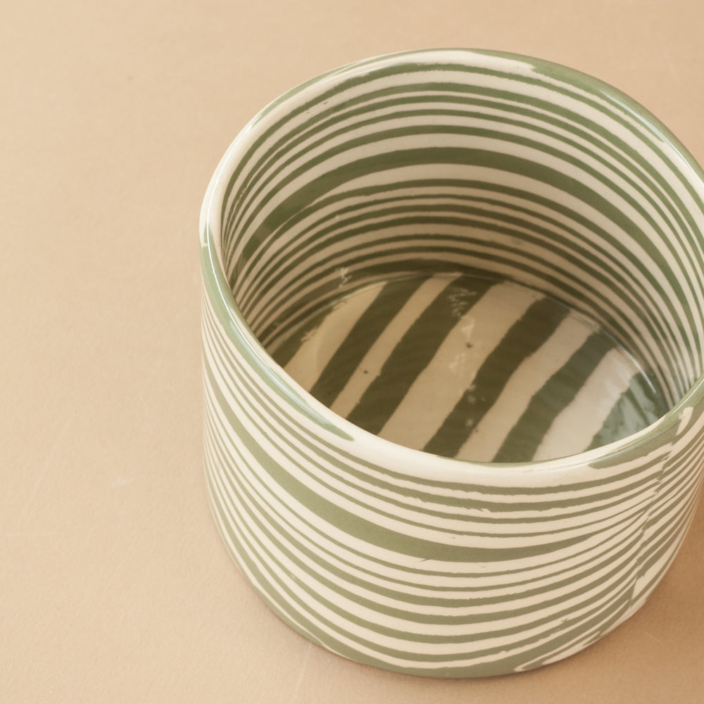 Small Green & White Marble Planter