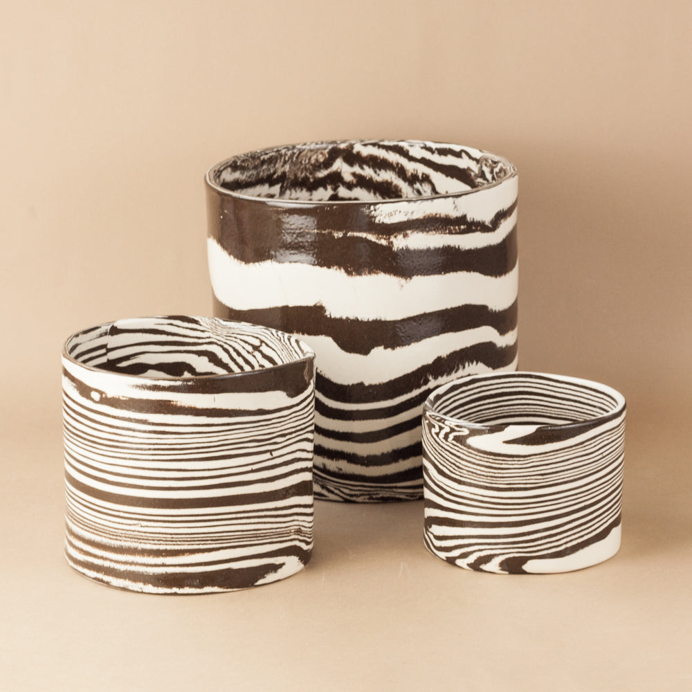 Brown & White Marble Planter