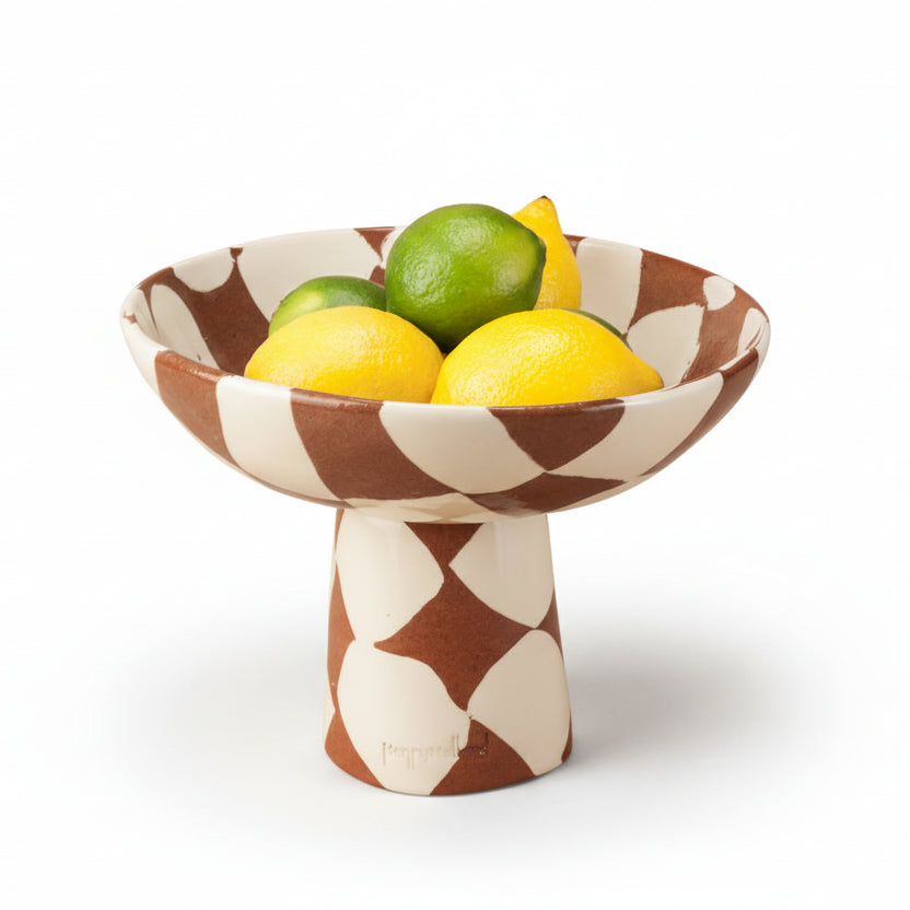 Terracotta & White Checkerboard Medium Chalice