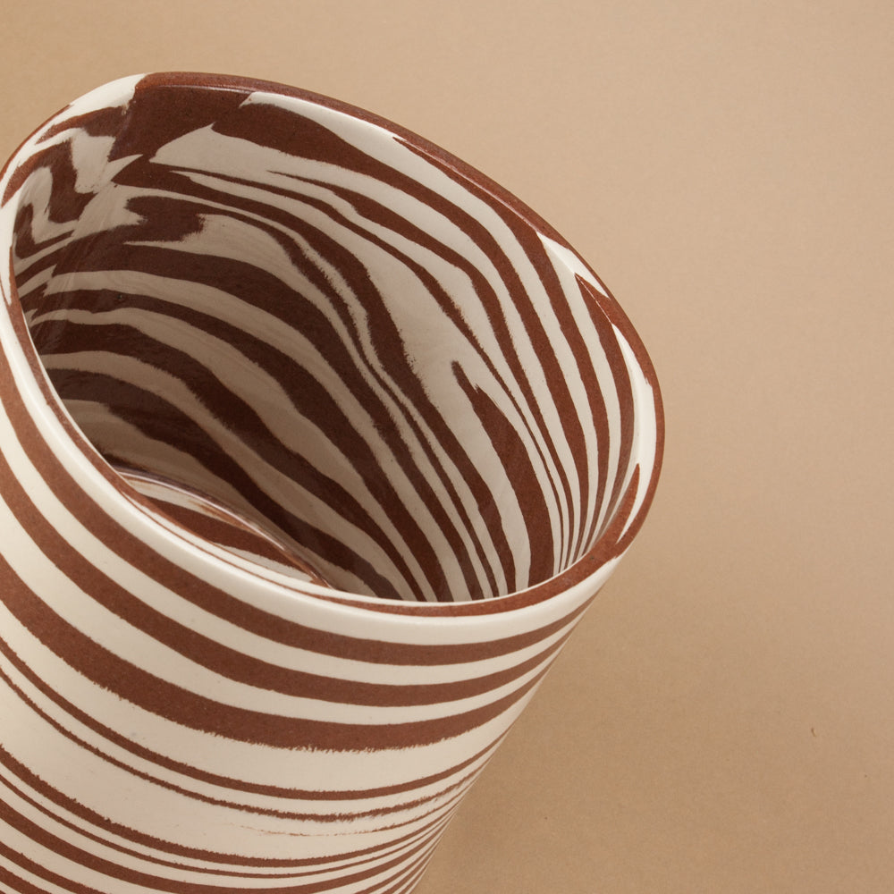 Terracotta & White Marble Planter