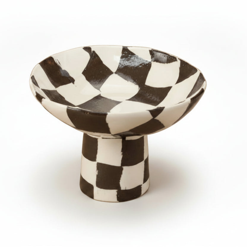 Brown & White Checkerboard Medium Chalice