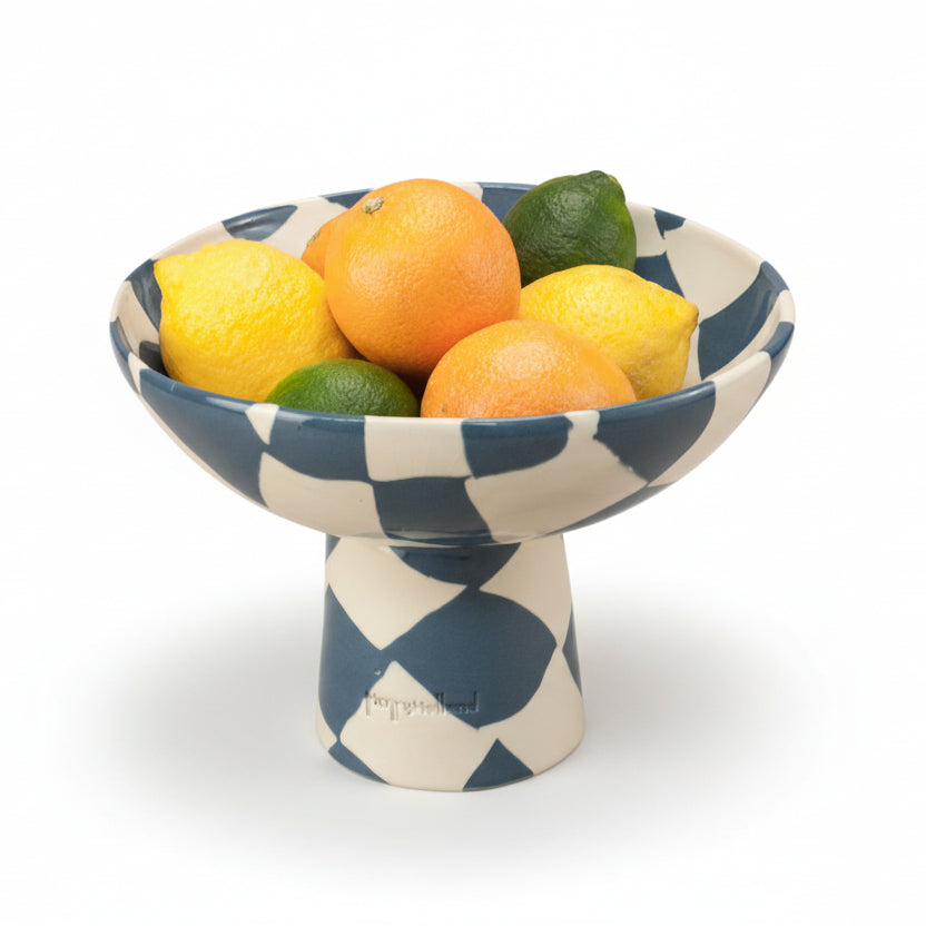 Blue & White Checkerboard Medium Chalice