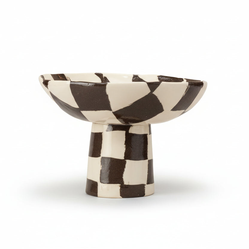 Brown & White Checkerboard Medium Chalice