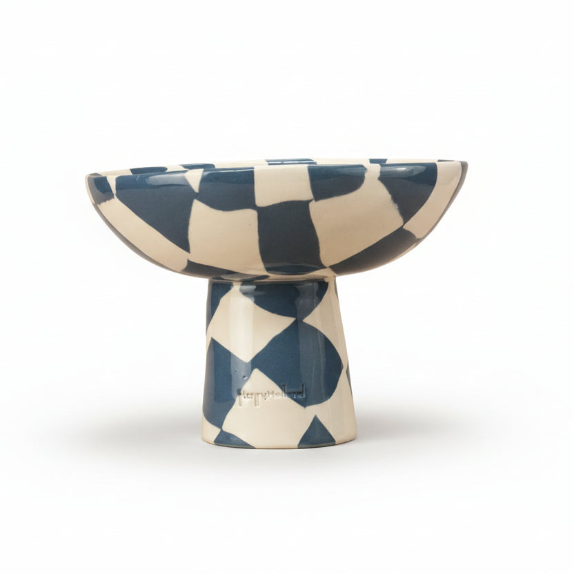 Blue & White Checkerboard Medium Chalice