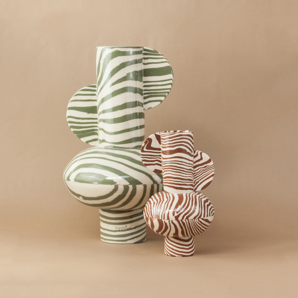 Green and White Marble Giant Profumo Vase