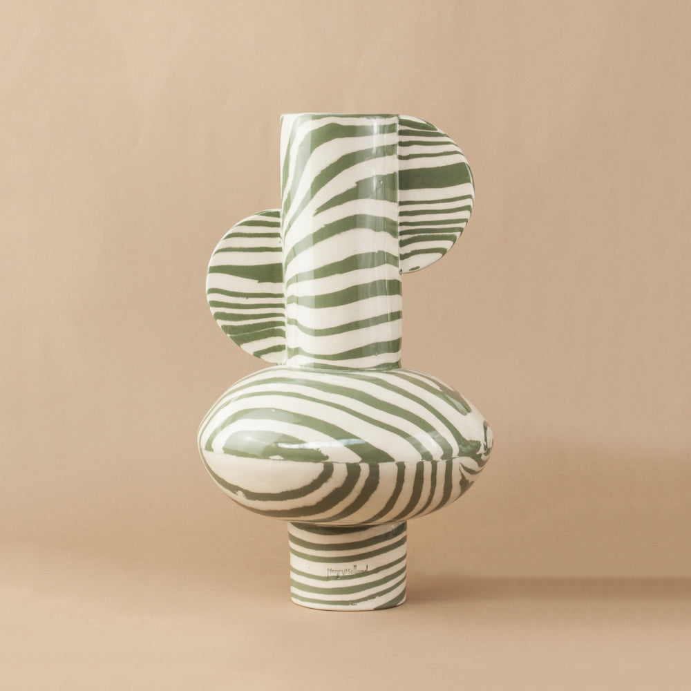 Green and White Marble Giant Profumo Vase