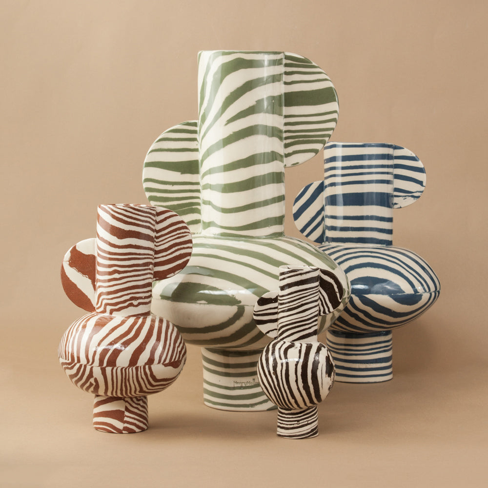 Green and White Marble Giant Profumo Vase