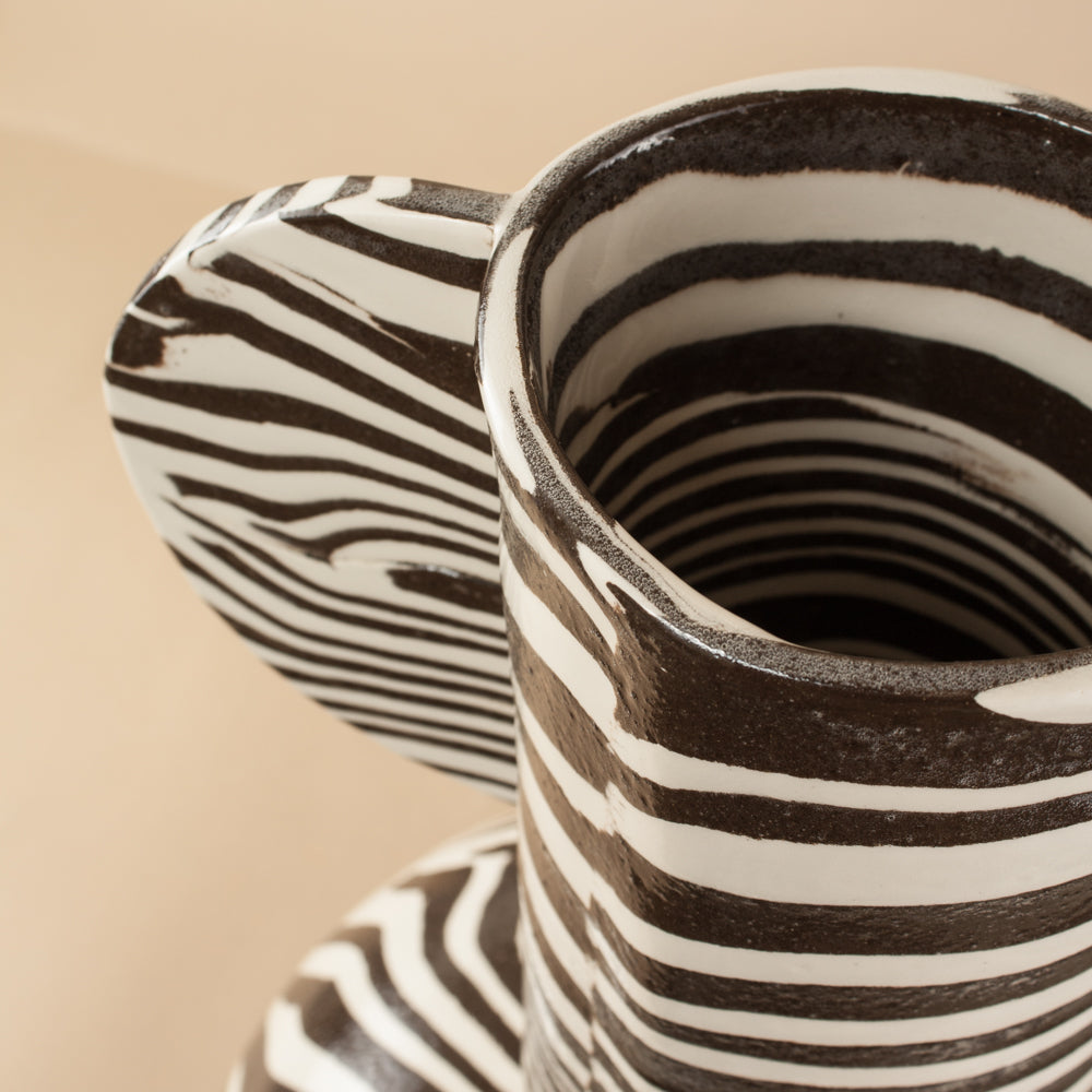 Brown and White Marble Giant Profumo Vase