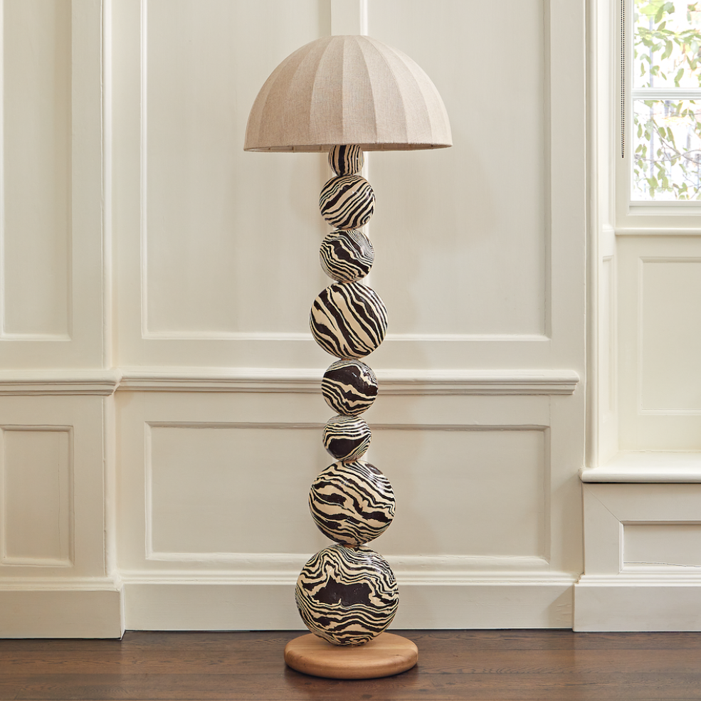 Brown & White Marble "TALL" Floor Lamp