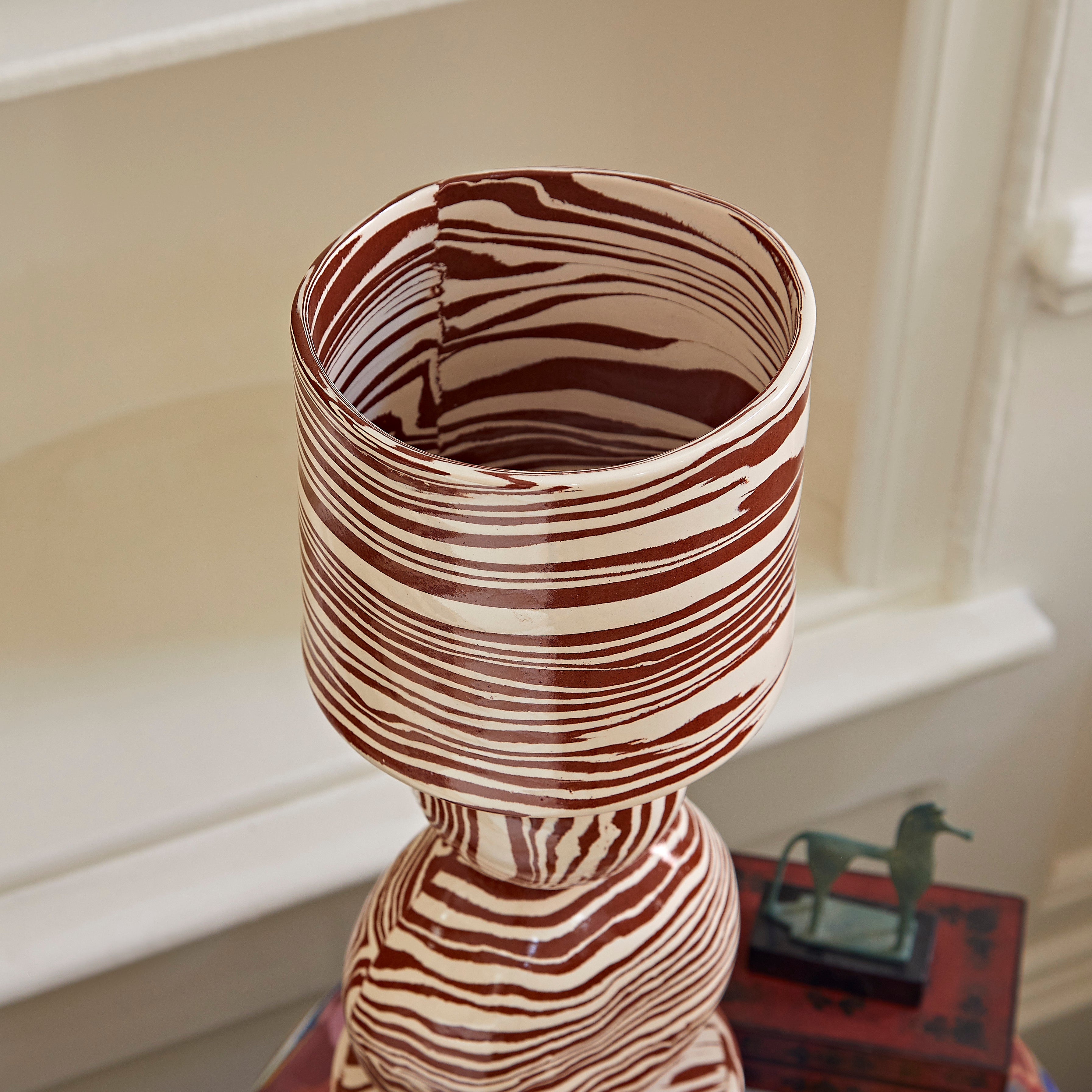 Terracotta & White Marble Table "UP" Lamp