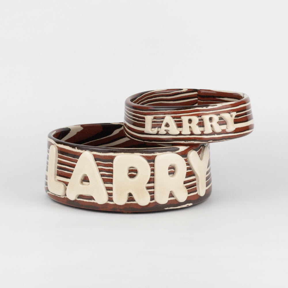 Personalised Terracotta, Brown and White Small Pet Bowl
