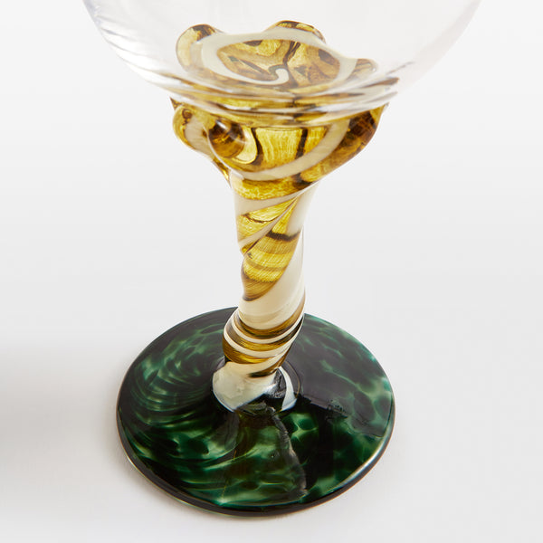 A Pair of Two Tortoise and White Swirl Wine Glasses