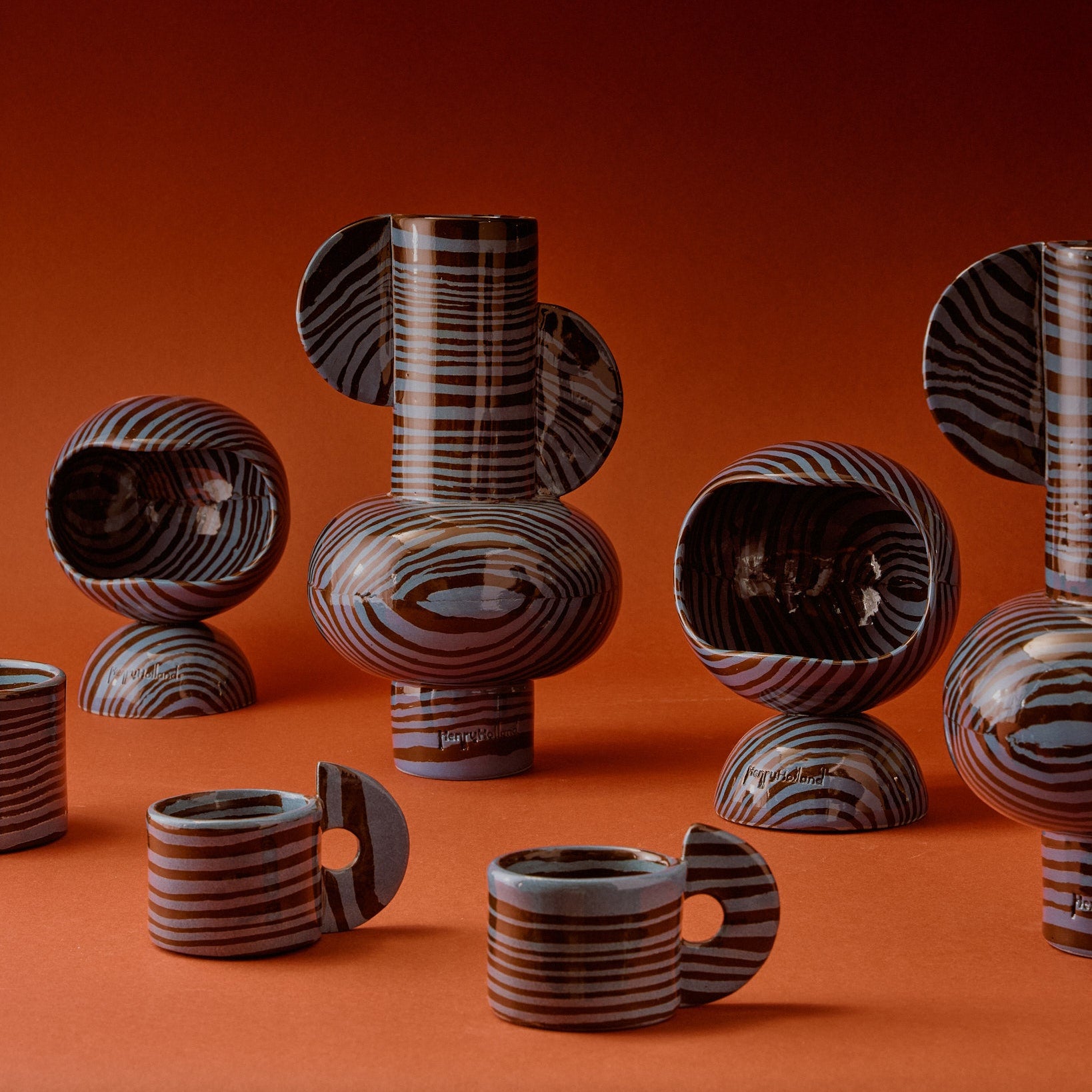 Blue & Brown Marble Profumo Vase