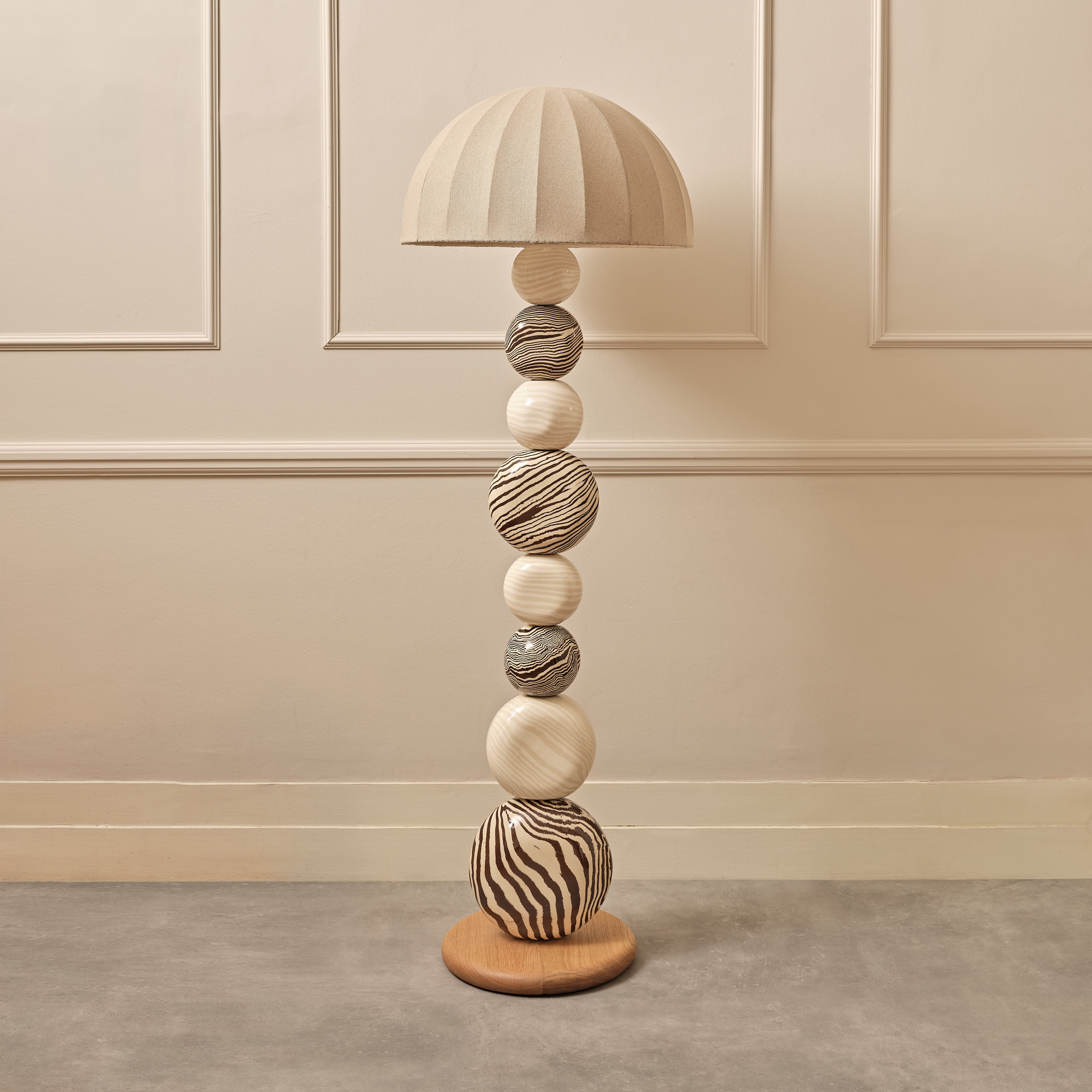 Bi-Colour Brown, Oatmeal & White Marble  "TALL" Floor Lamp