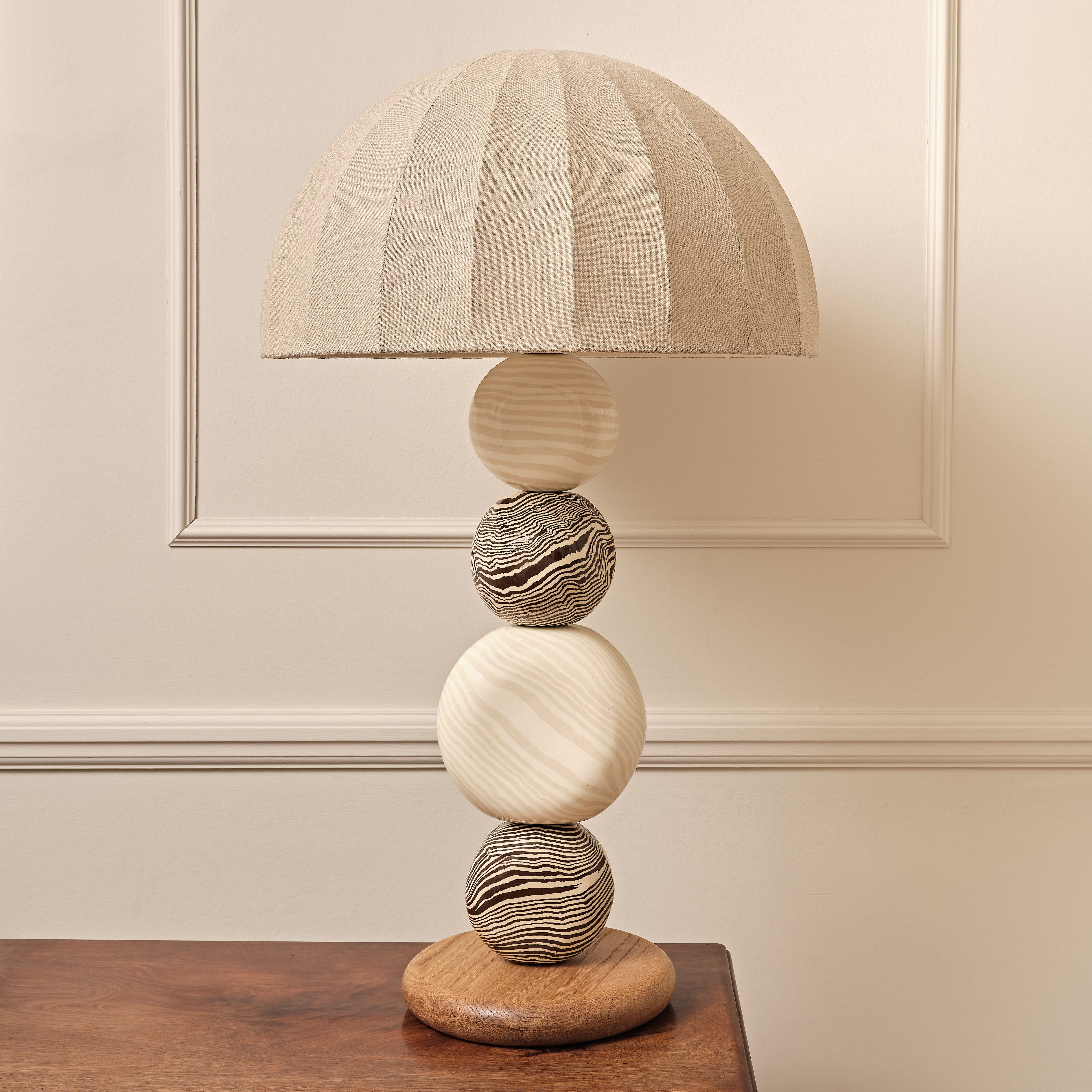 Bi-Colour Brown, Oatmeal & White Marble "TABLE" Table Lamp