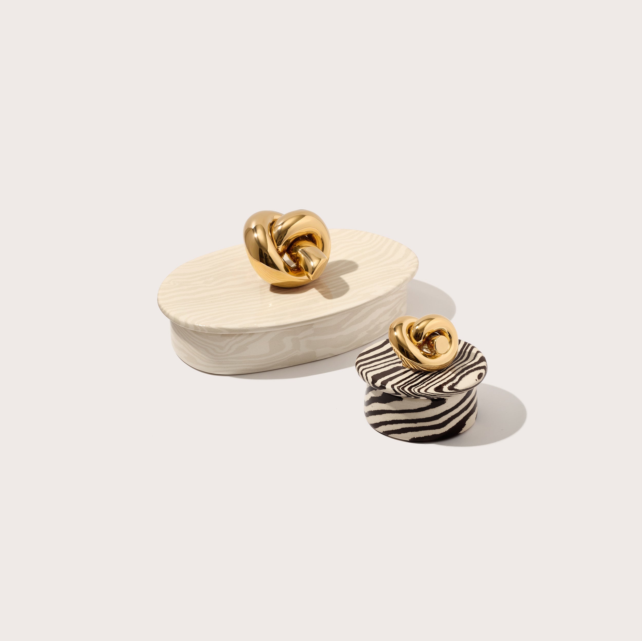Oatmeal & White Marble Knot Jewellery and Trinket Box