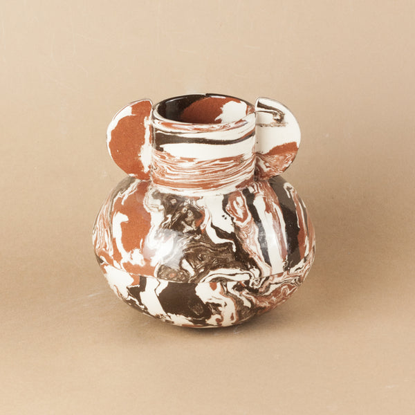 Terracotta, Brown & White Space Mini Tudor Vase
