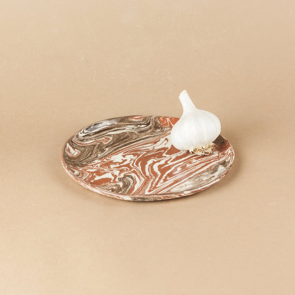 Brown Terracotta & White Space Side Plate