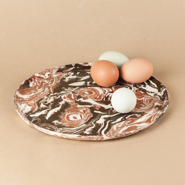 Brown Terracotta & White Space Dinner Plate