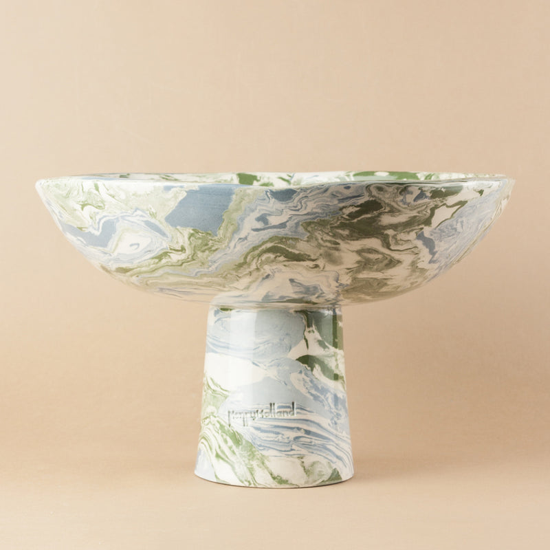 Blue Green and White Space Medium Chalice Bowl