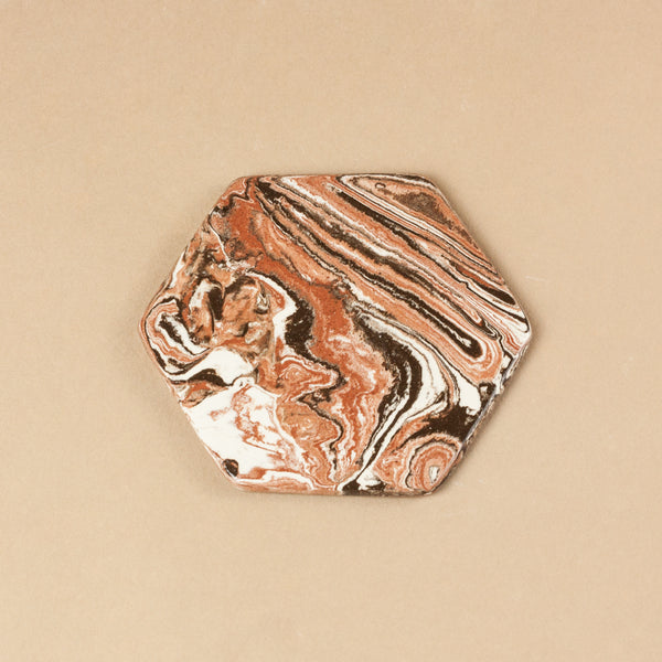 Brown Terracotta & White Space Coaster