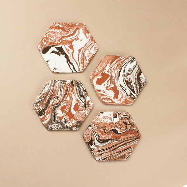 Brown Terracotta & White Space Coaster