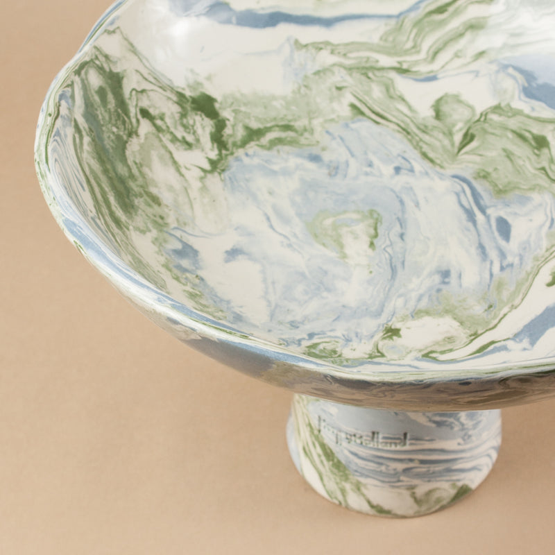 Blue Green and White Space Medium Chalice Bowl