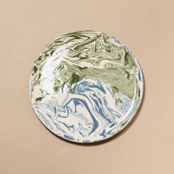 Blue Green & White Space Side Plate