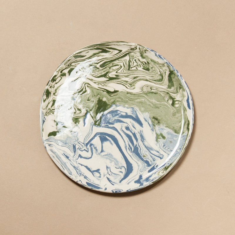 Set of 2 Blue Green & White Space Side Plates