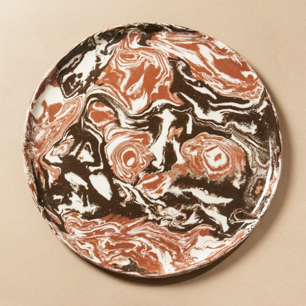 Brown Terracotta & White Space Dinner Plate