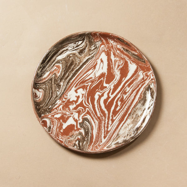 Brown Terracotta & White Space Side Plate