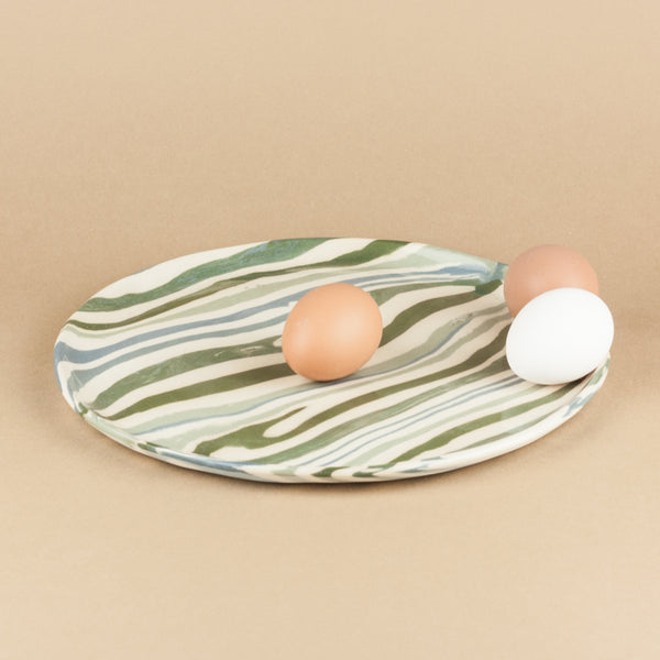 Blue, Green & White Lagoon Marble  Dinner Plate