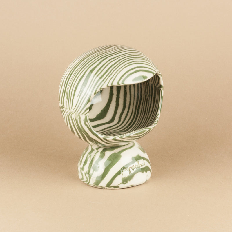 Green & White Marble Salt Pig