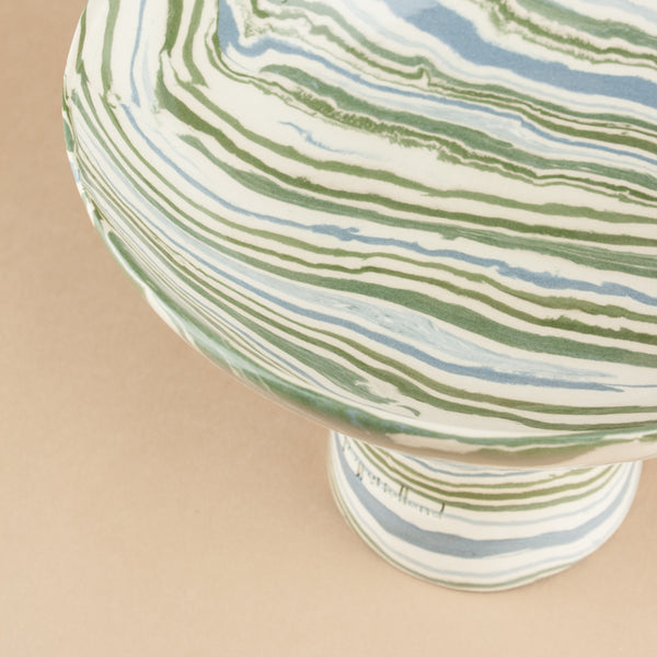 Blue, Green & White Lagoon Marble Medium Chalice Bowl
