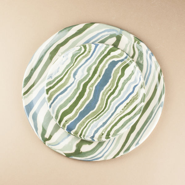 Blue, Green & White Lagoon Marble  Dinner Plate