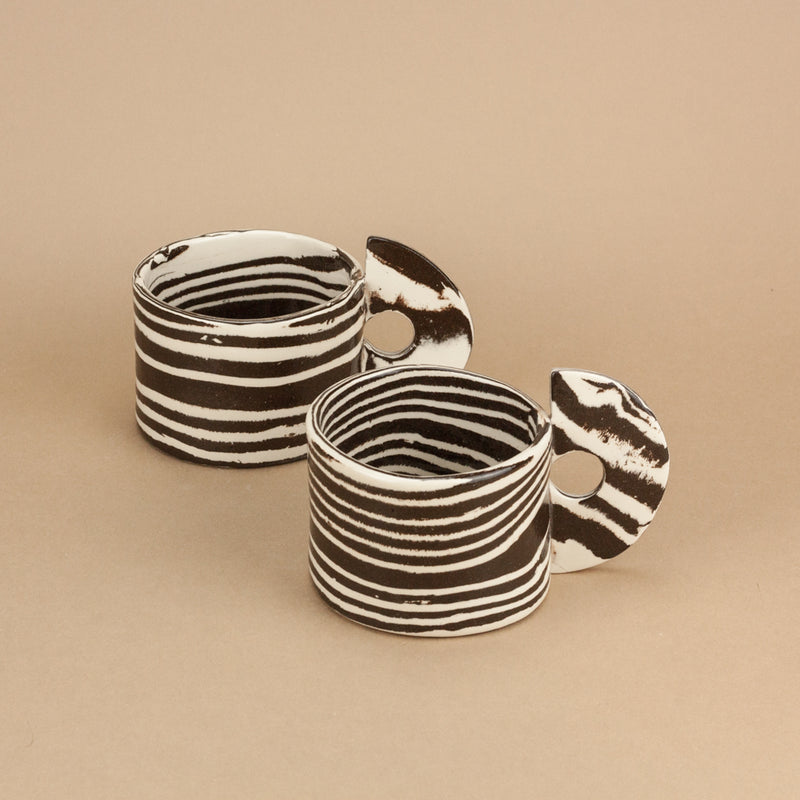 Set of 2 Brown & White Mugs