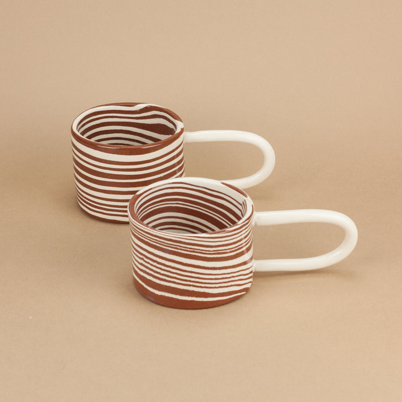 Set of 2 Terracotta & White Marble Loopy Mug