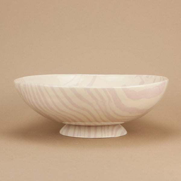 Pink & White Marble footed  Fruit Bowl