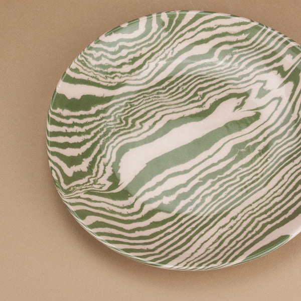 Green & Pink Shallow Curved Dinner Plate