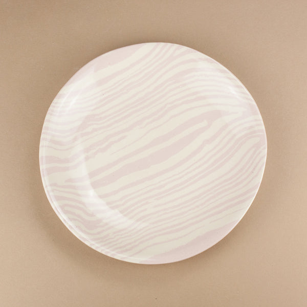 Pink & White Shallow Curved Dinner Plate