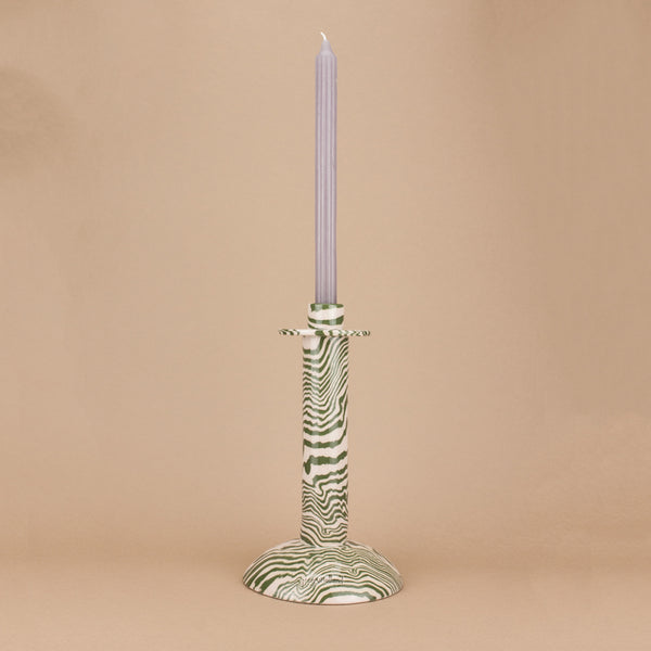 Green & Pink Tall Single Stem Candle Holder