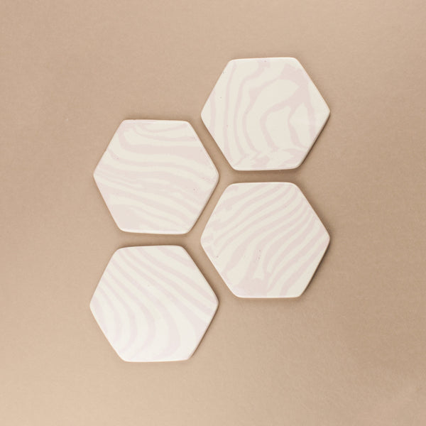 Set of 4 Pink and White Coaster